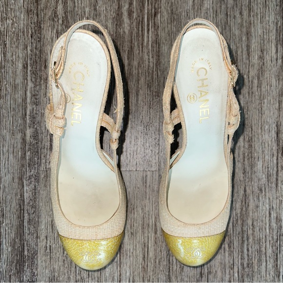 Vintage CHANEL Slingback Platform Heel Size 41 - Picture 6 of 9
